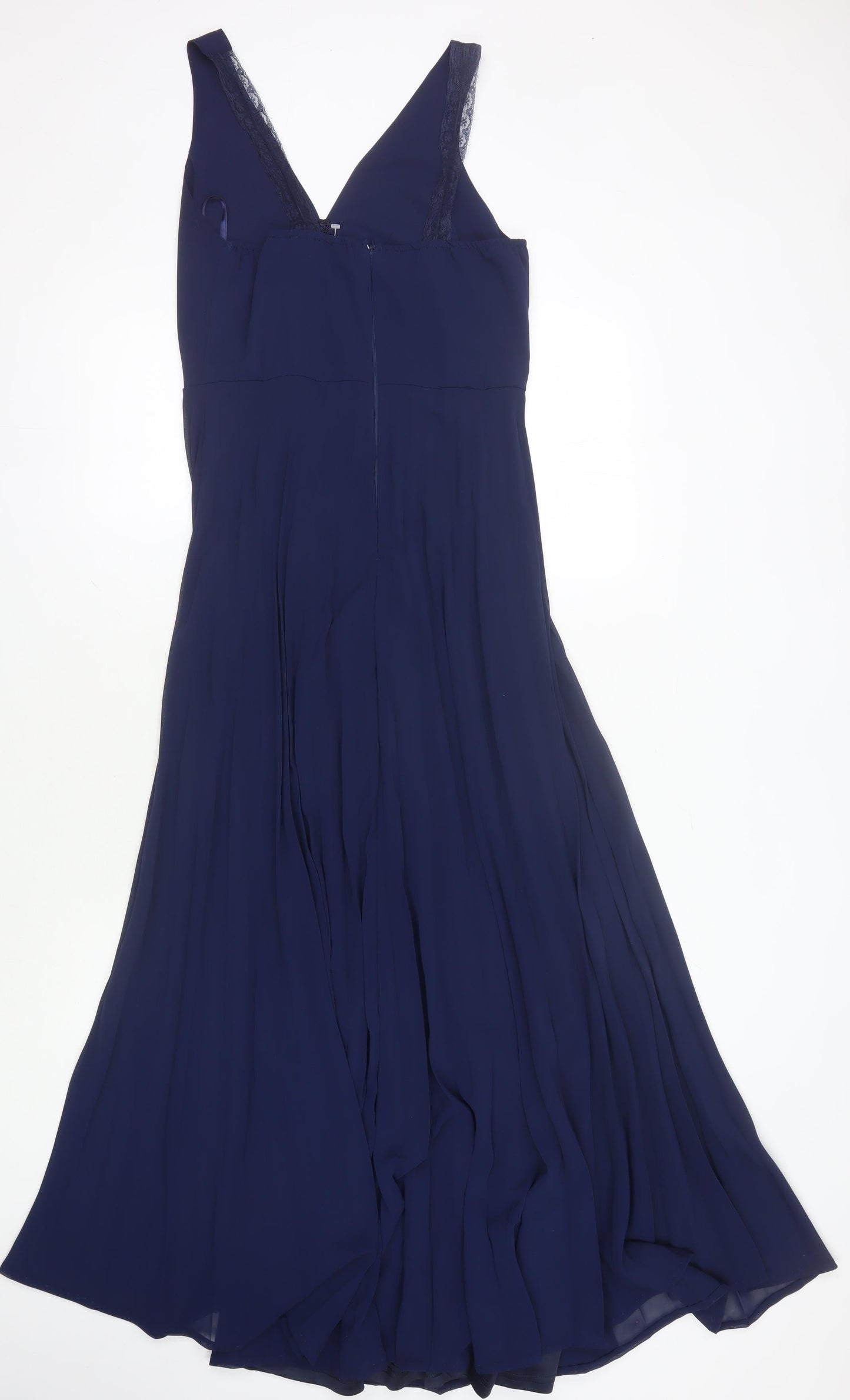 AX Paris Women's Blue Sleeveless Dress, Size 12, Chiffon, Lace