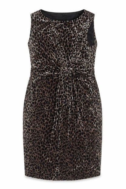 David Emanuel Women's Sheath Dress Brown Animal Print 18