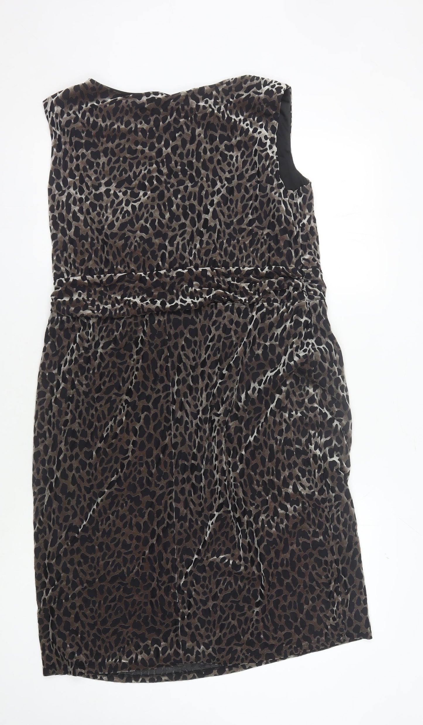 David Emanuel Women's Sheath Dress Brown Animal Print 18