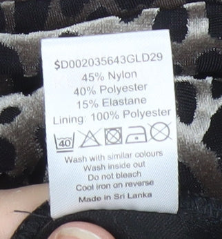 David Emanuel Women's Sheath Dress Brown Animal Print 18