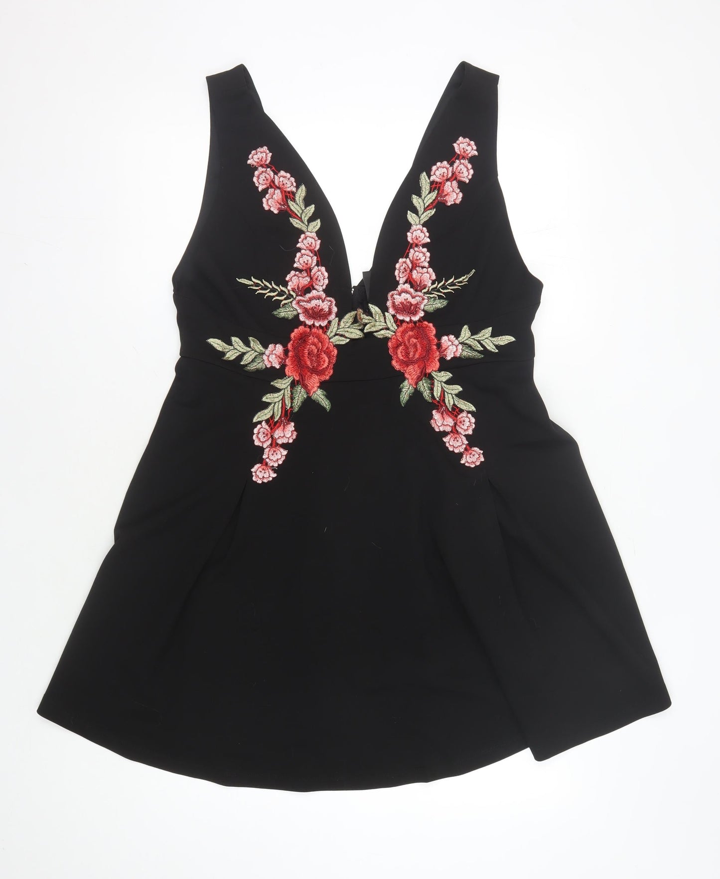 Izabel London Women’s Black Floral Embroidered Dress, Size 16