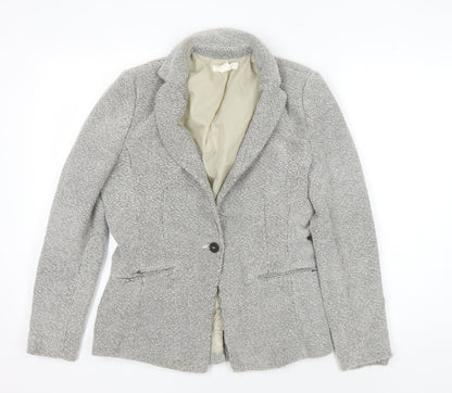 H&M Women's Grey Blazer, Size 14, One-Button, Cotton