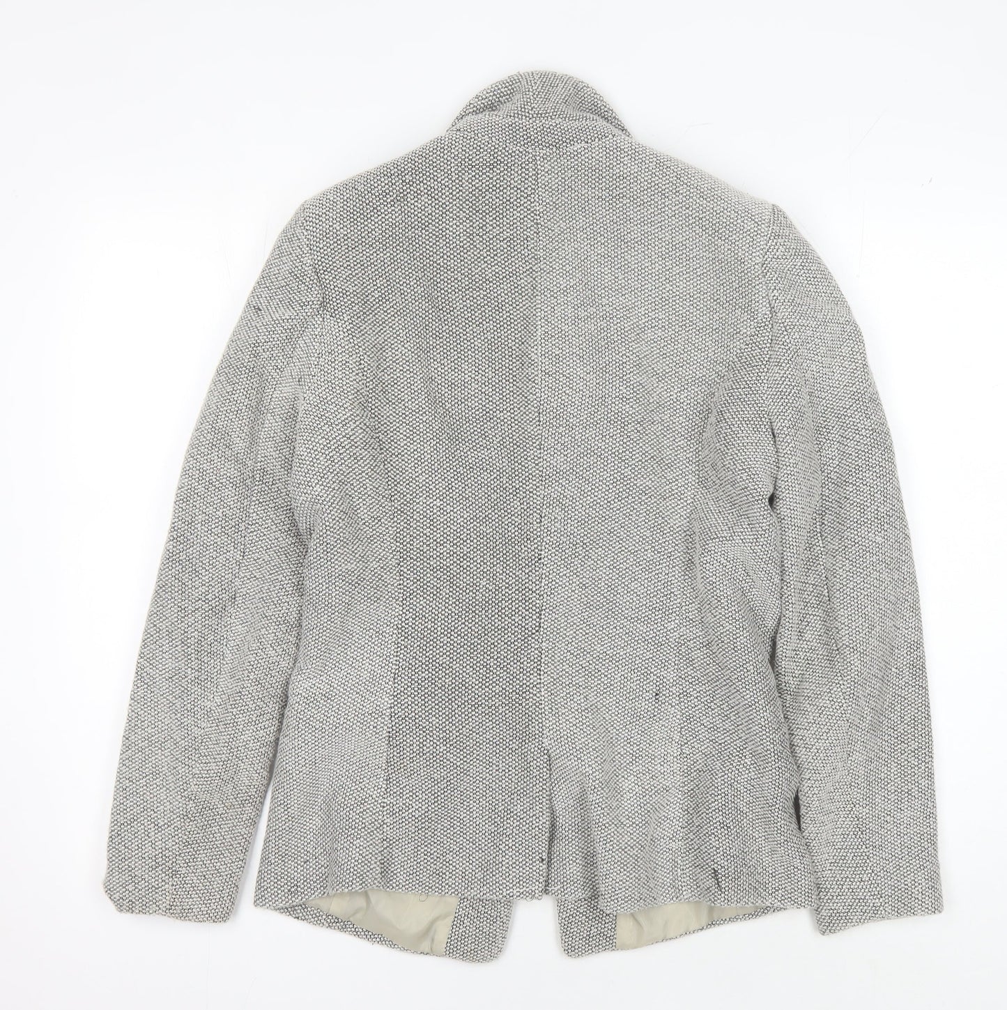 H&M Women's Grey Blazer, Size 14, One-Button, Cotton