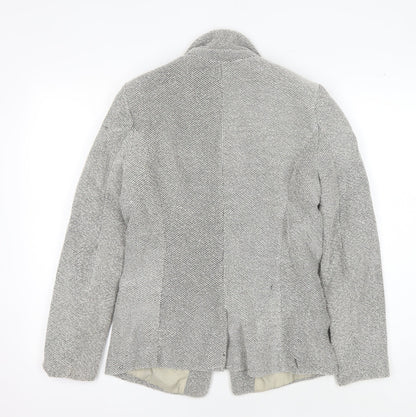 H&M Women's Grey Blazer, Size 14, One-Button, Cotton