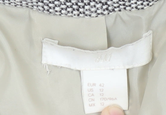 H&M Women's Grey Blazer, Size 14, One-Button, Cotton