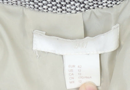 H&M Women's Grey Blazer, Size 14, One-Button, Cotton