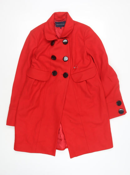 Womens UK Size 10 French Connection Red Pea Coat