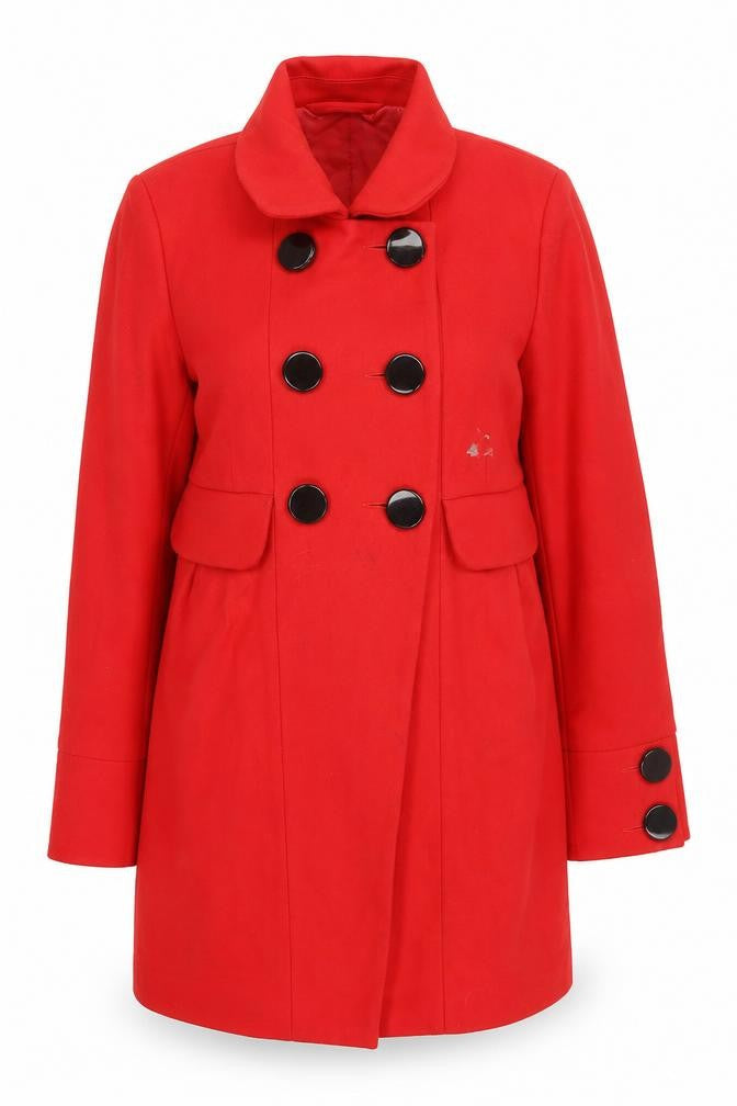 Womens UK Size 10 French Connection Red Pea Coat