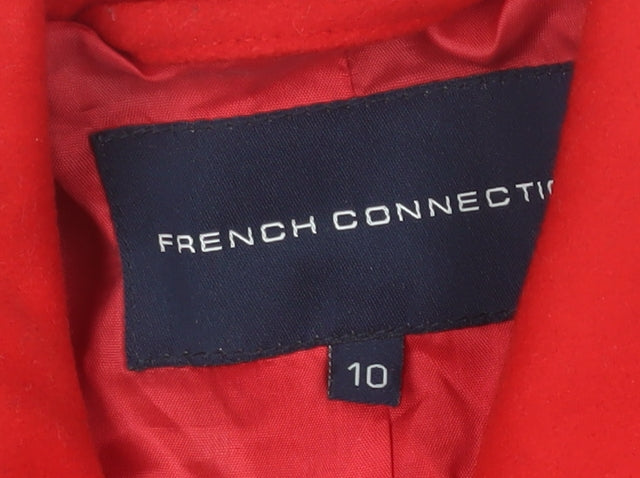 Womens UK Size 10 French Connection Red Pea Coat