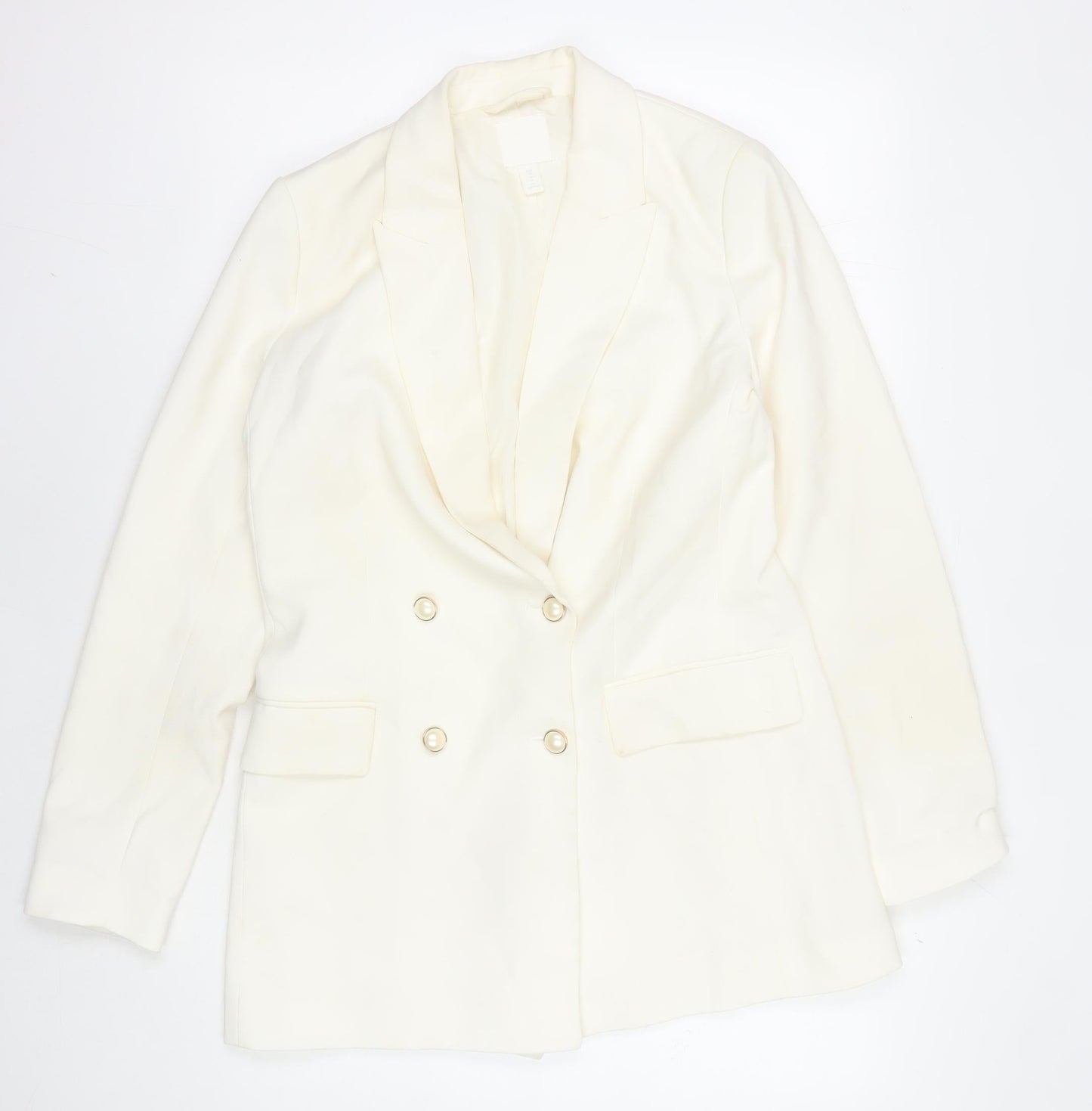 H&M Women's Ivory Blazer Size 10 Double Breasted