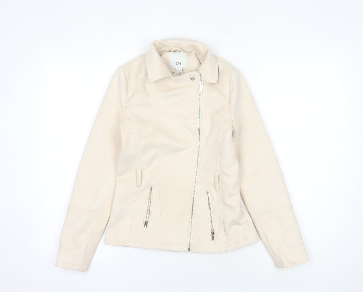 River Island Teens Beige Motorcycle Jacket Size 12