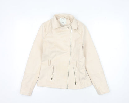 River Island Teens Beige Motorcycle Jacket Size 12