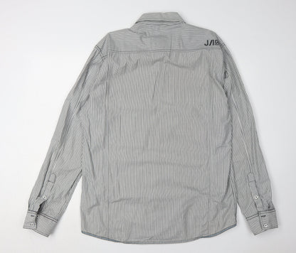 Jack & Jones Men's XL Black Striped Long Sleeve Shirt