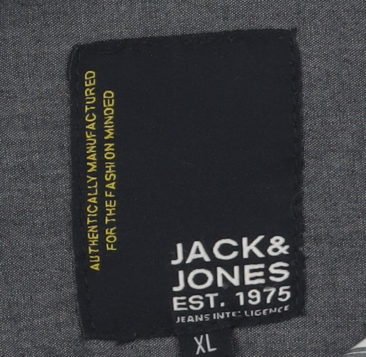 Jack & Jones Men's XL Black Striped Long Sleeve Shirt