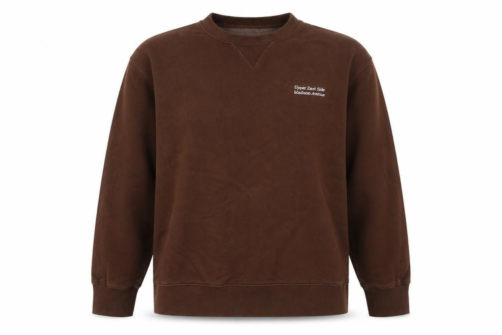 Front view of Zara unisex brown crew neck sweatshirt l