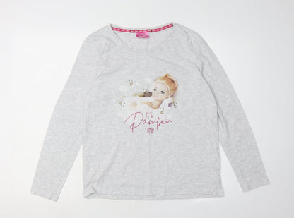 Barbie Girls Grey Pyjama Top 8-10 Long Sleeve Graphic