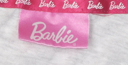 Barbie Girls Grey Pyjama Top 8-10 Long Sleeve Graphic