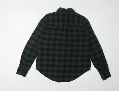 Abercrombie & Fitch Women's Green Check Button-Up Shirt XS