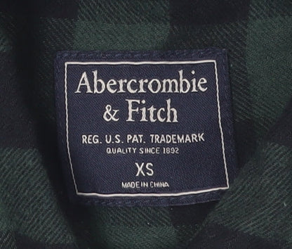 Abercrombie & Fitch Women's Green Check Button-Up Shirt XS