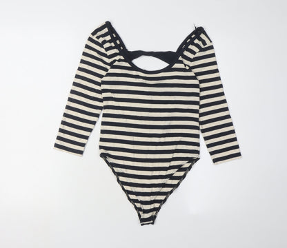 Miss Selfridge Women's Black Stripe Bodysuit Size 12