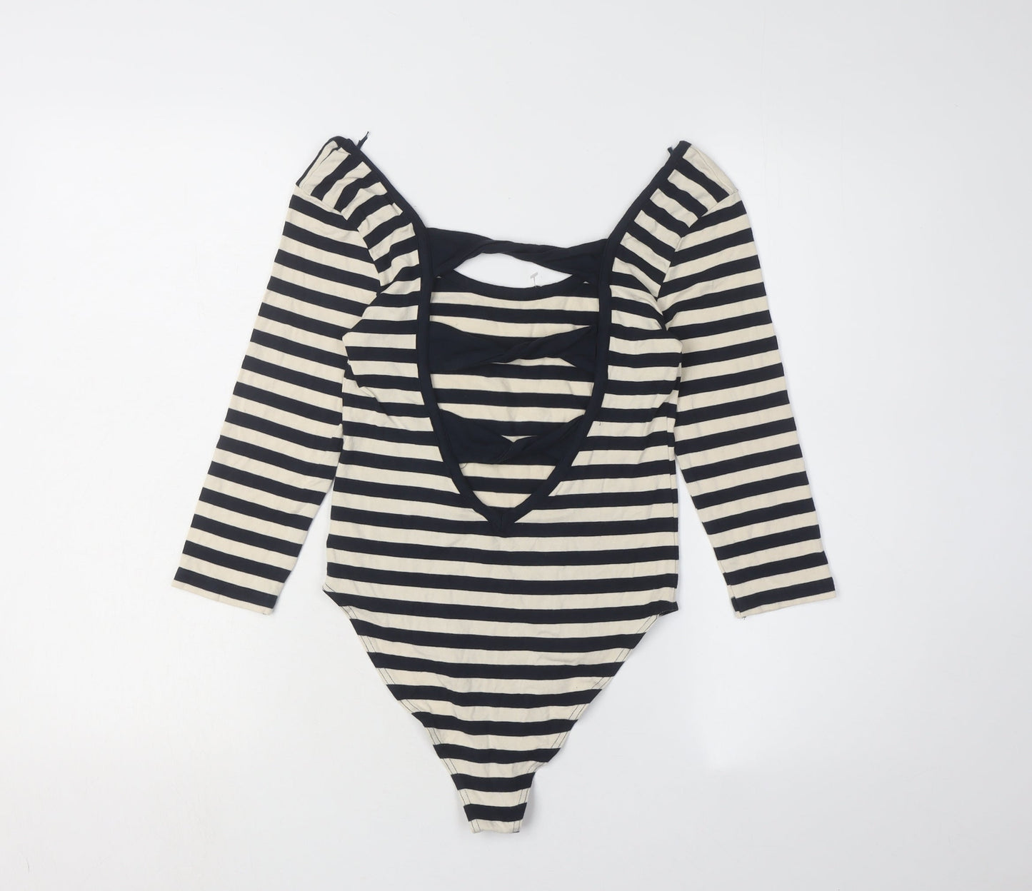 Miss Selfridge Women's Black Stripe Bodysuit Size 12