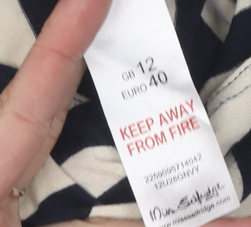 Miss Selfridge Women's Black Stripe Bodysuit Size 12