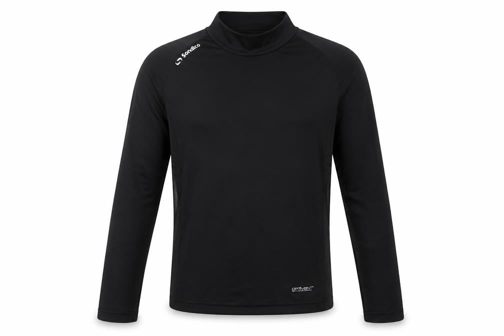 Front view of Sondico boys’ black long sleeve jersey t-shirt 13 years