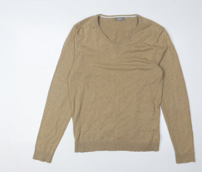 Studio-W Men's Beige V-Neck Pullover Jumper, Size M