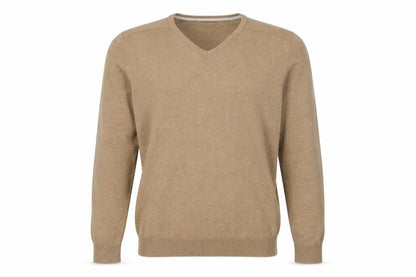 Studio-W Men's Beige V-Neck Pullover Jumper, Size M