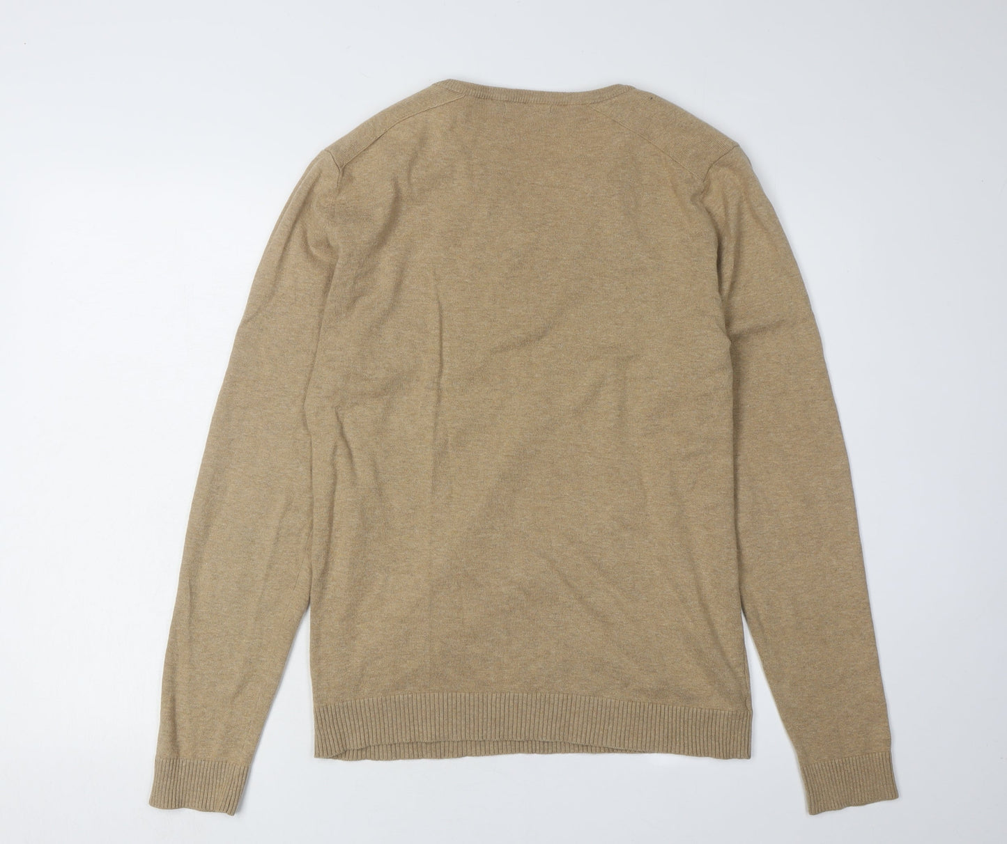 Studio-W Men's Beige V-Neck Pullover Jumper, Size M