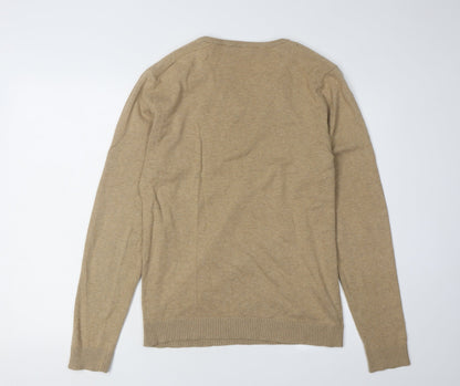 Studio-W Men's Beige V-Neck Pullover Jumper, Size M