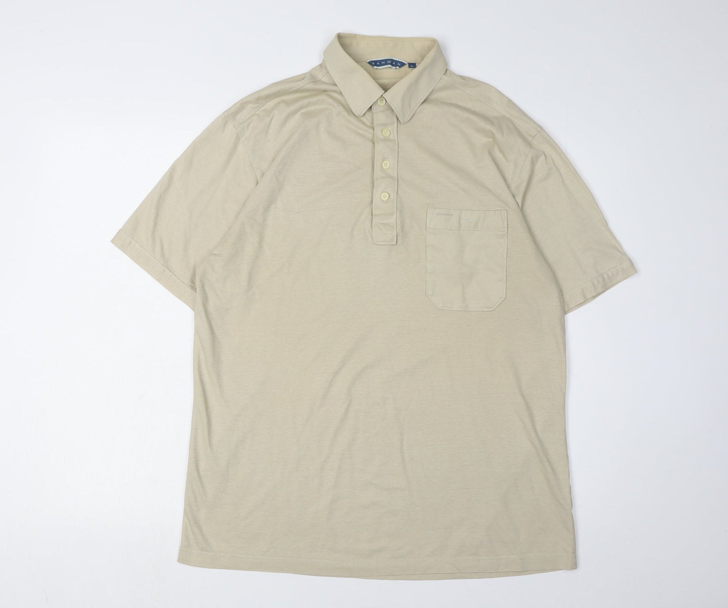 Sangan Men's Beige Polo Shirt in Large Size