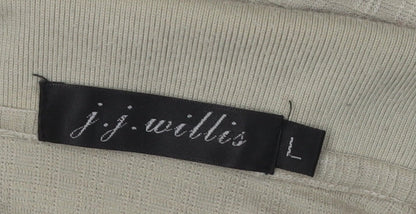 j.j.willis Men's Beige Striped Polo Shirt - Size L