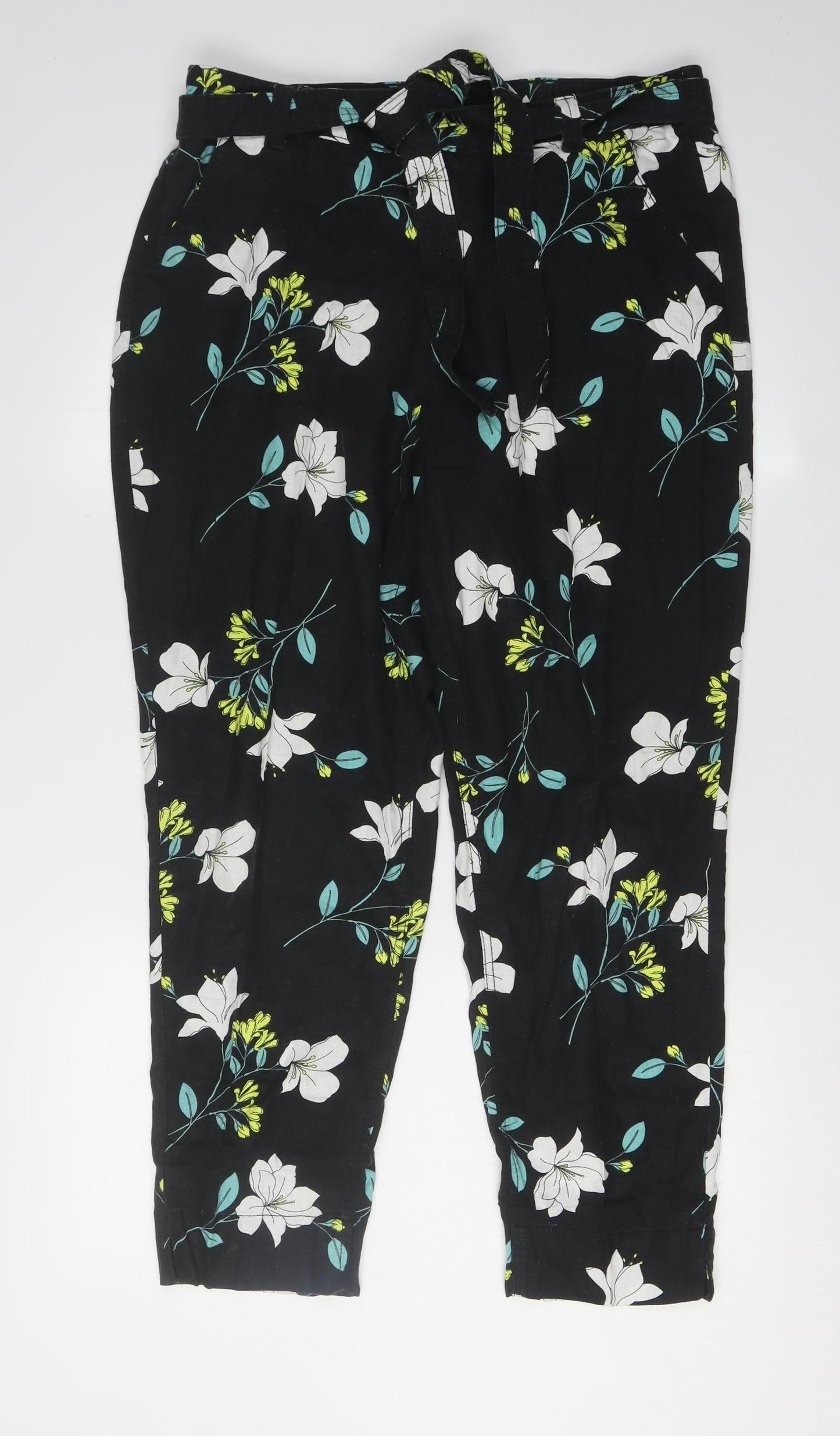 Womens UK Size 16 Bonmarché Classic Fit Capri Black Trousers