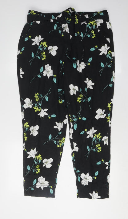 Womens UK Size 16 Bonmarché Classic Fit Capri Black Trousers