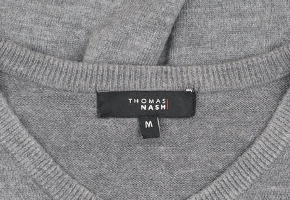 Thomas Nash Grey Men's V-Neck Pullover, Size M, Regular Fit