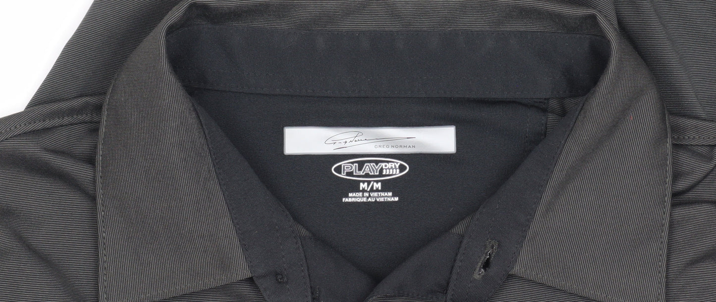 Greg Norman Men's Black Polo Shirt M Golf Performance
