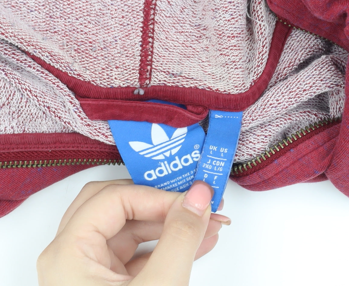 Adidas Men's Red Full Zip Hooded Jacket L