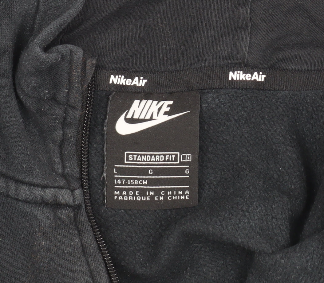 Nike Boys Black Hooded Basic Jacket Size L - Perfect for Autumn