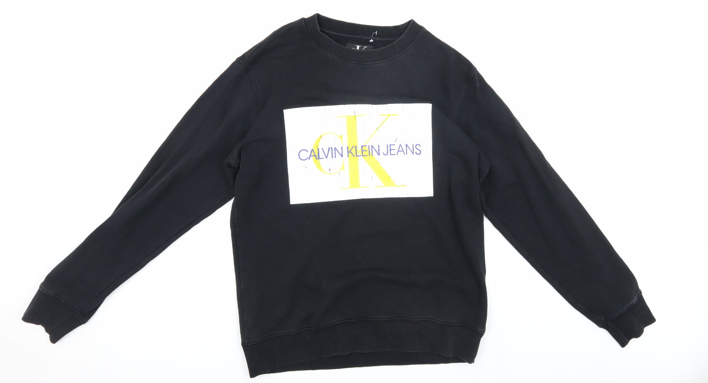 Mens UK Size M Calvin Klein Jeans Black Pullover Sweatshirt