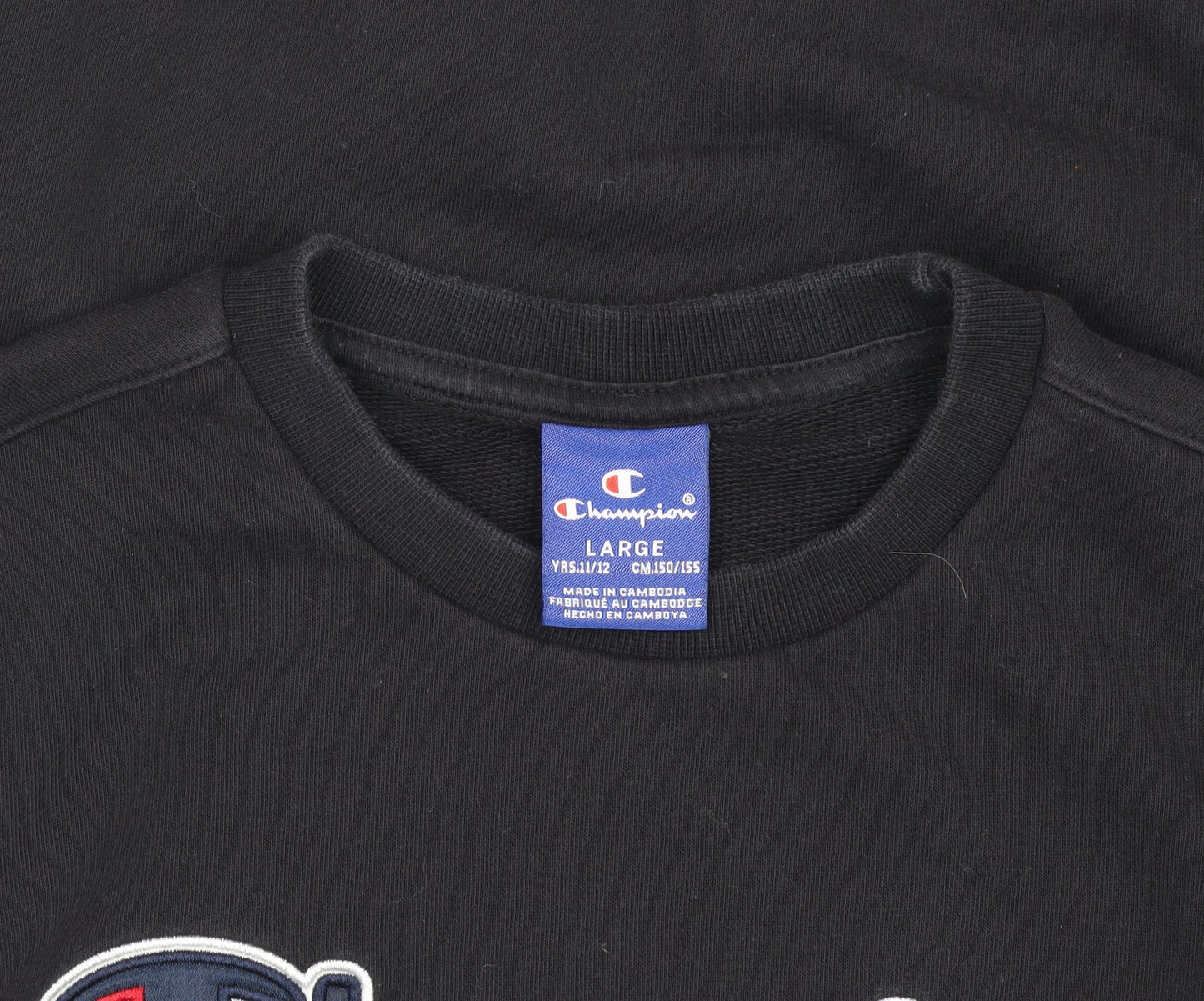 Champion Boys Black Pullover Logo Sweatshirt L