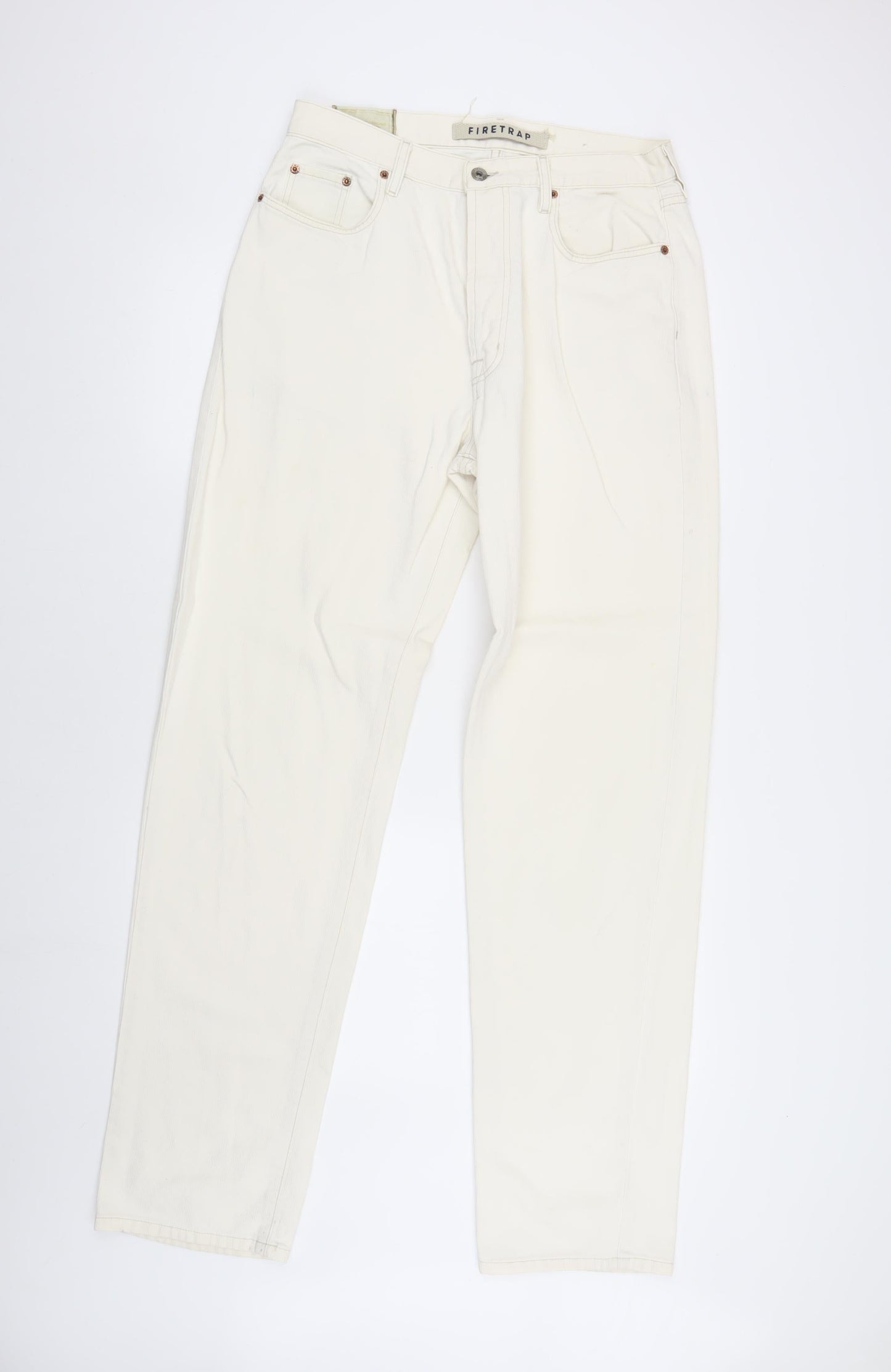 Firetrap Women's White Straight Leg Jeans, Size L