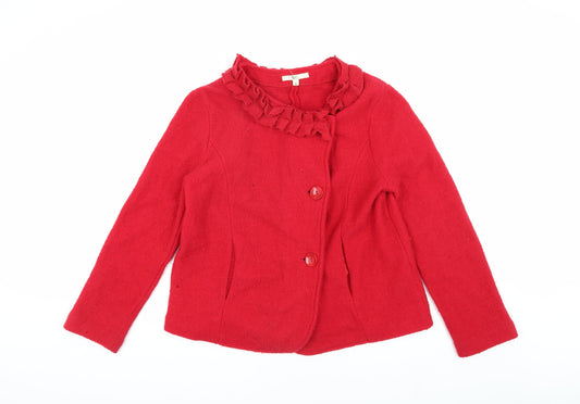 Klass Women's Red Wool Jacket - Medium, Collared Style