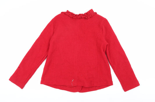 Klass Women's Red Wool Jacket - Medium, Collared Style