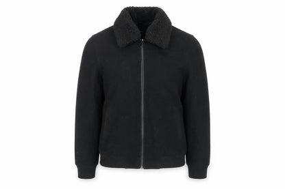 ASOS Unisex Black Wool Bomber Jacket, Size S, Full Zip