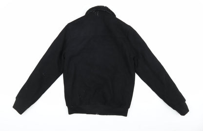 ASOS Unisex Black Wool Bomber Jacket, Size S, Full Zip