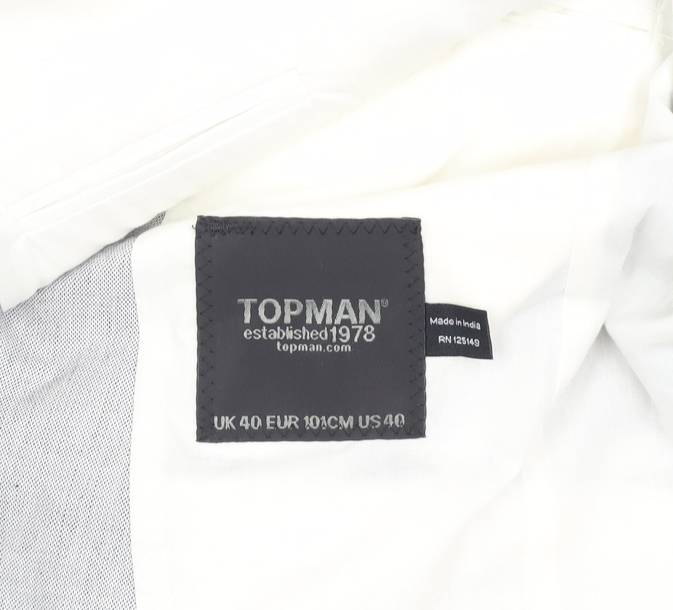 Mens UK Size 40 Topman Regular Grey Suit Jacket