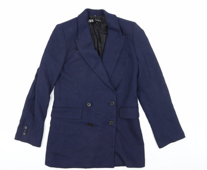 ZARA Women's Blue XS Double-Breasted Blazer