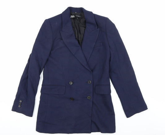 ZARA Women's Blue XS Double-Breasted Blazer