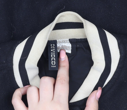 Womens UK Size S H&M Black Varsity Jacket
